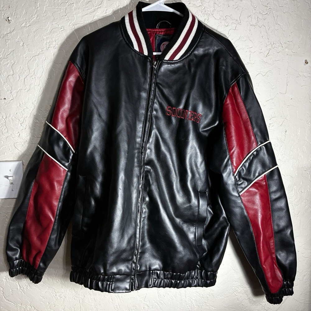 Oklahoma University SOONER Leather Jacket  Size Xl Collegiate Licensed OU